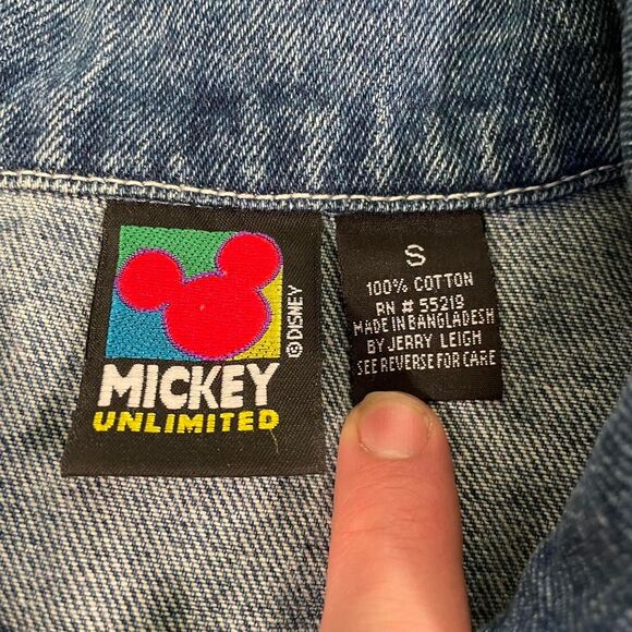 VTG Disney Mickey Unlimited Jerry Leigh embroidered denim jacket size small - Picture 4 of 8